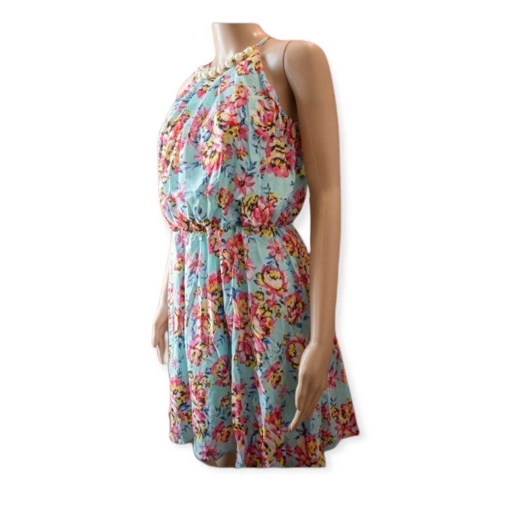 NWT | Floral Print and Pearl Mini Dress